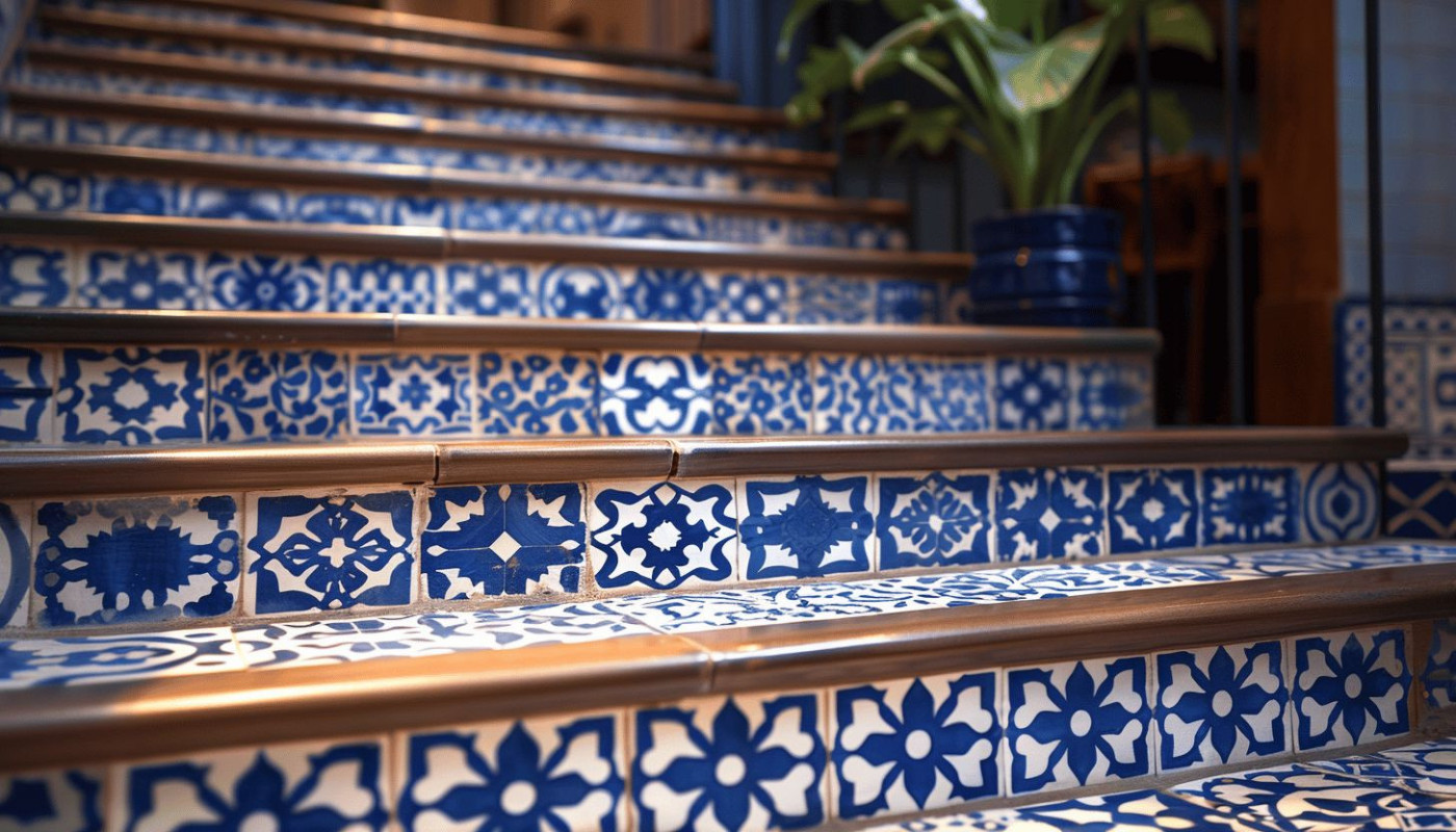 Revaloriser une entrée avec escalier : l'astuce des carreaux azulejos à l'Entre Nous Dardilly